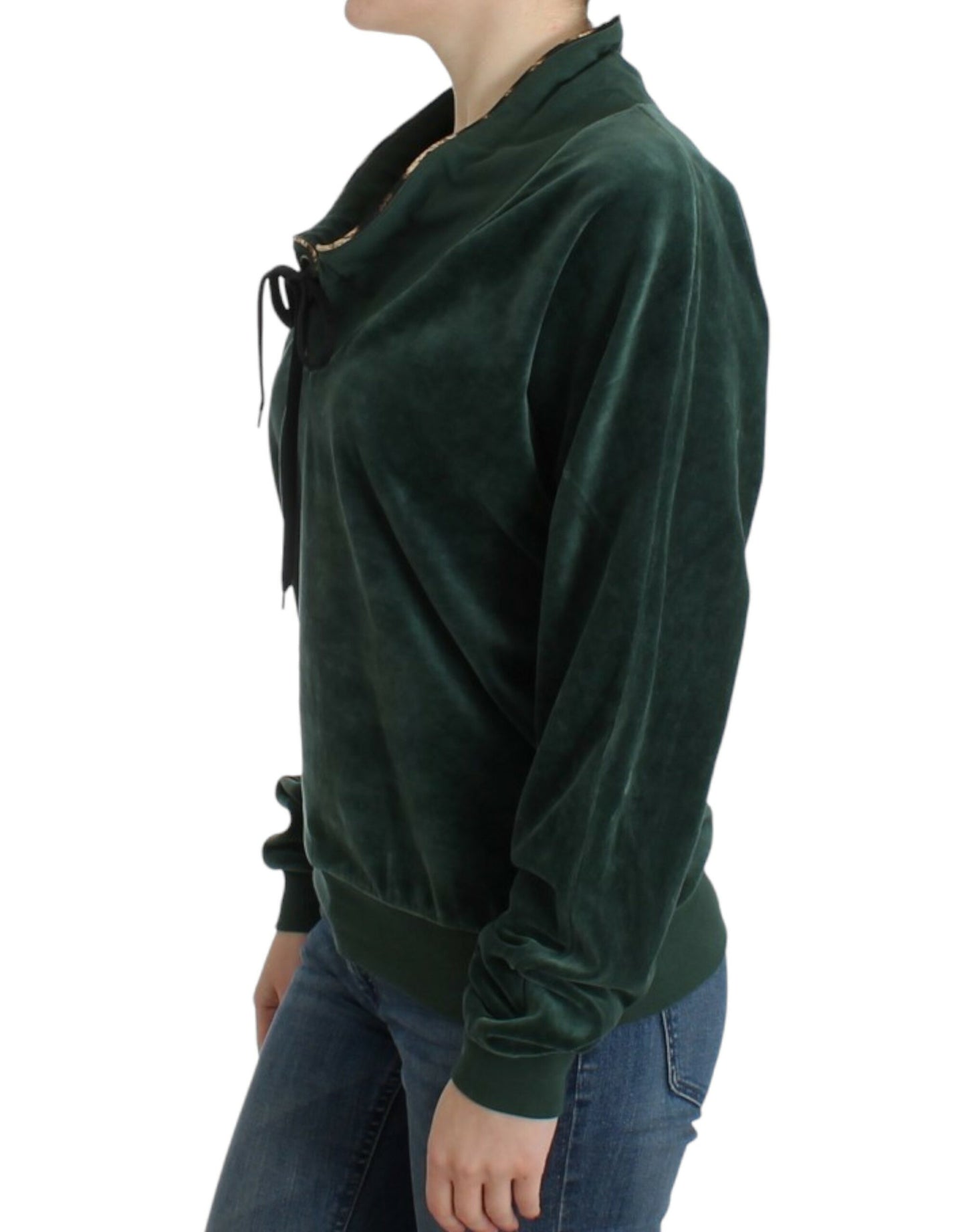 - Elegant Green Mock Sweater with Rhinestone Detail