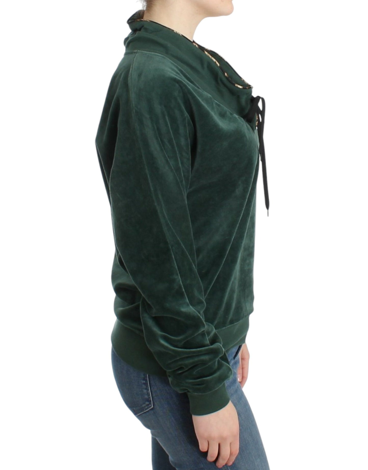 - Elegant Green Mock Sweater with Rhinestone Detail