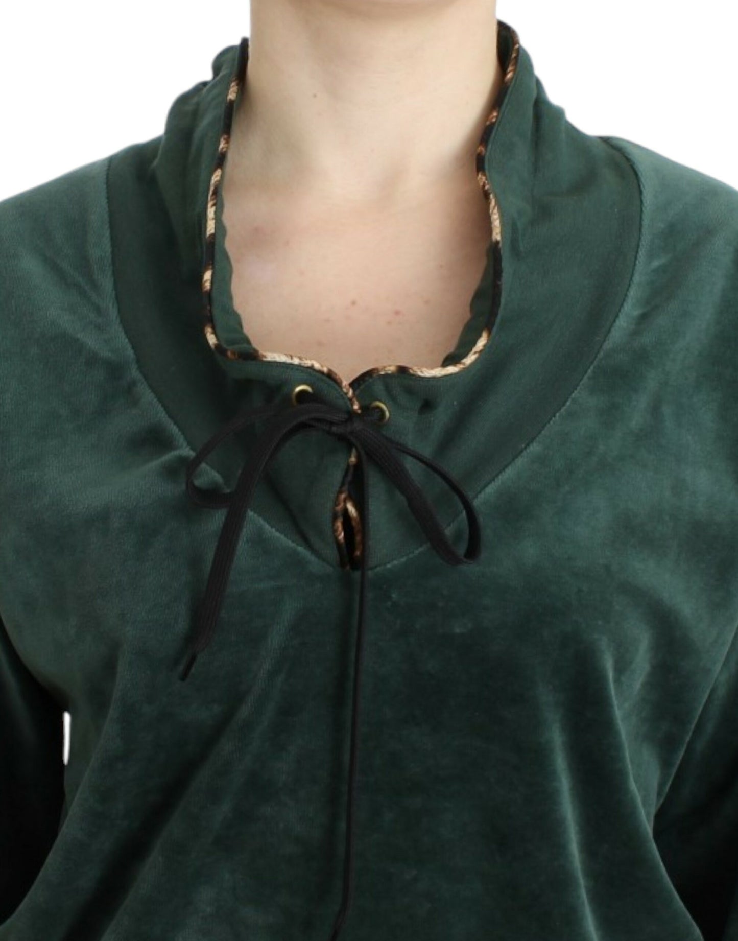 - Elegant Green Mock Sweater with Rhinestone Detail