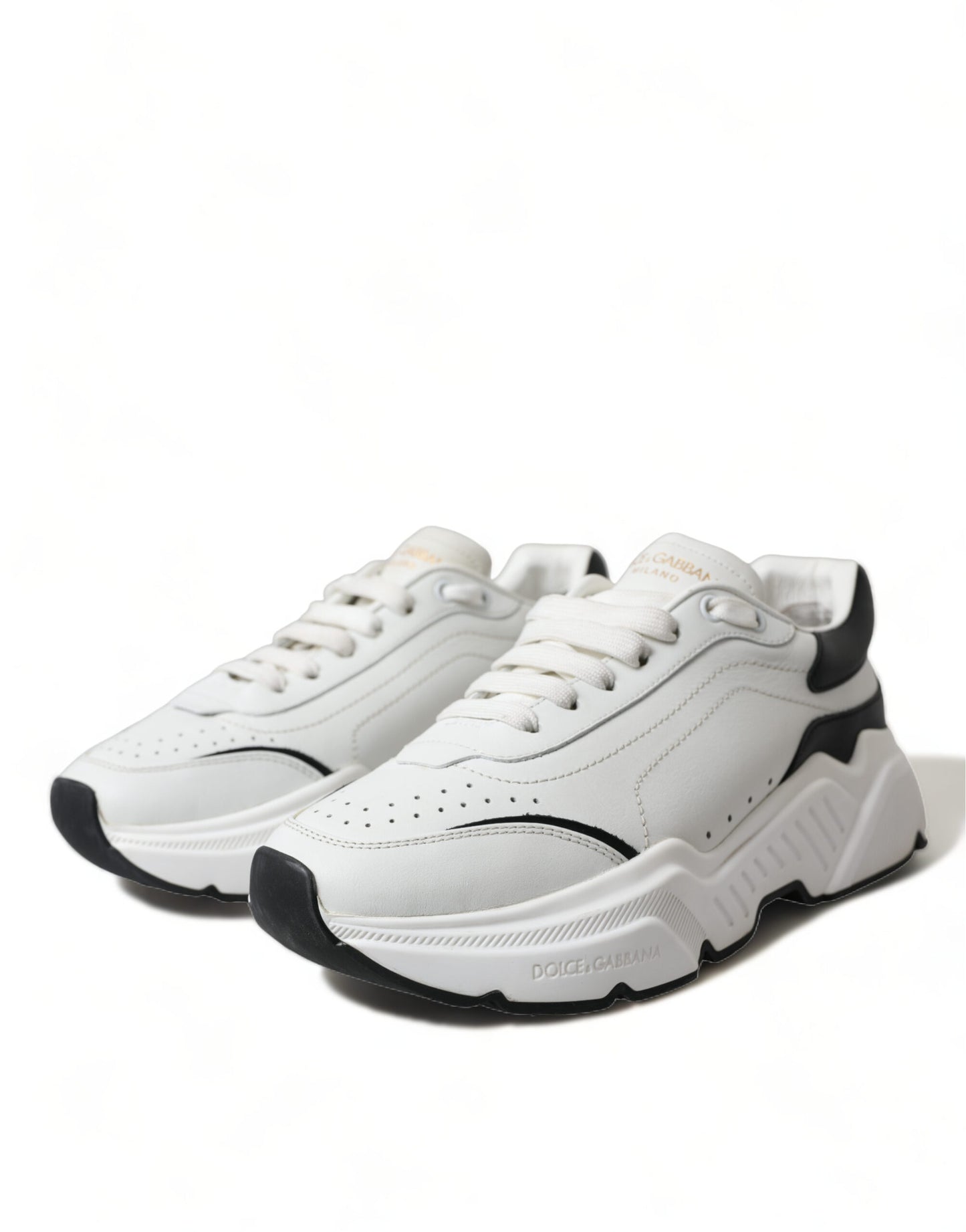 - Chic Black & White Daymaster Leather Sneakers