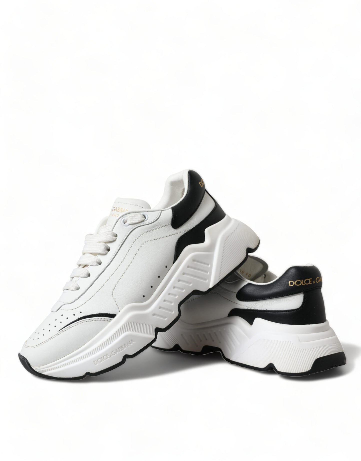 - Chic Black & White Daymaster Leather Sneakers