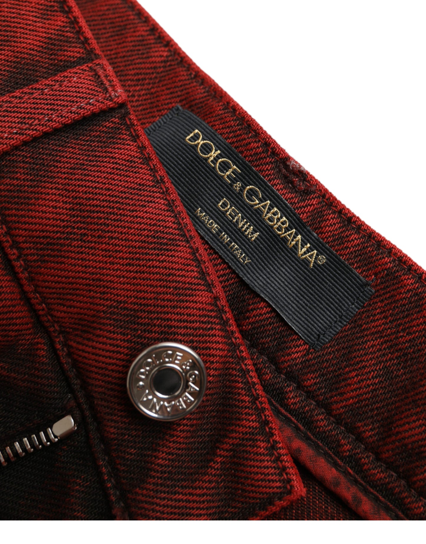 - High Waist Red Denim Hot Pants Shorts