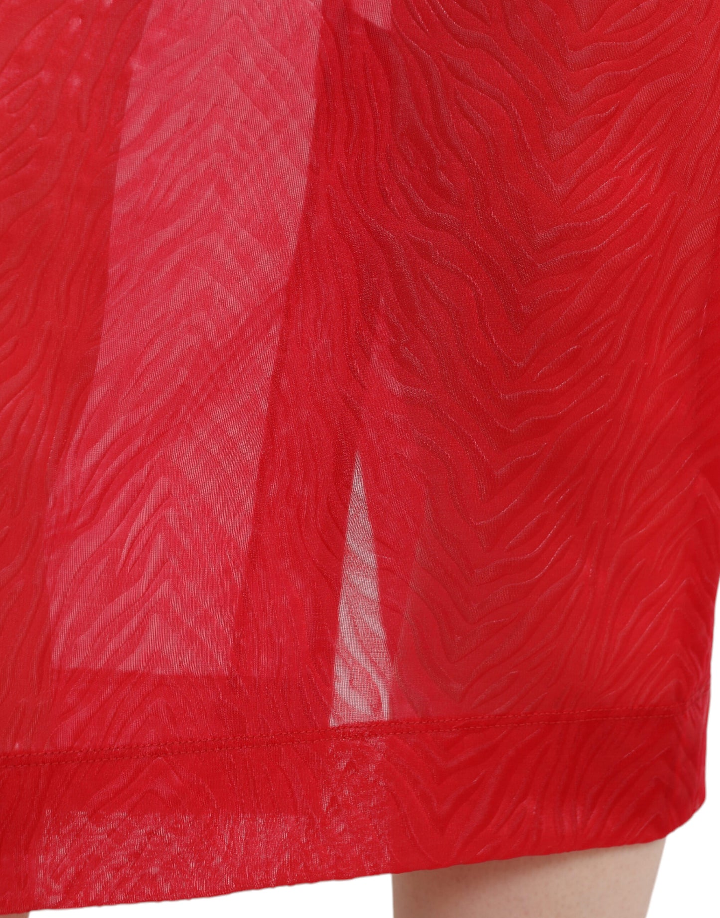- Chic Red High Waist Sheer Midi Skirt