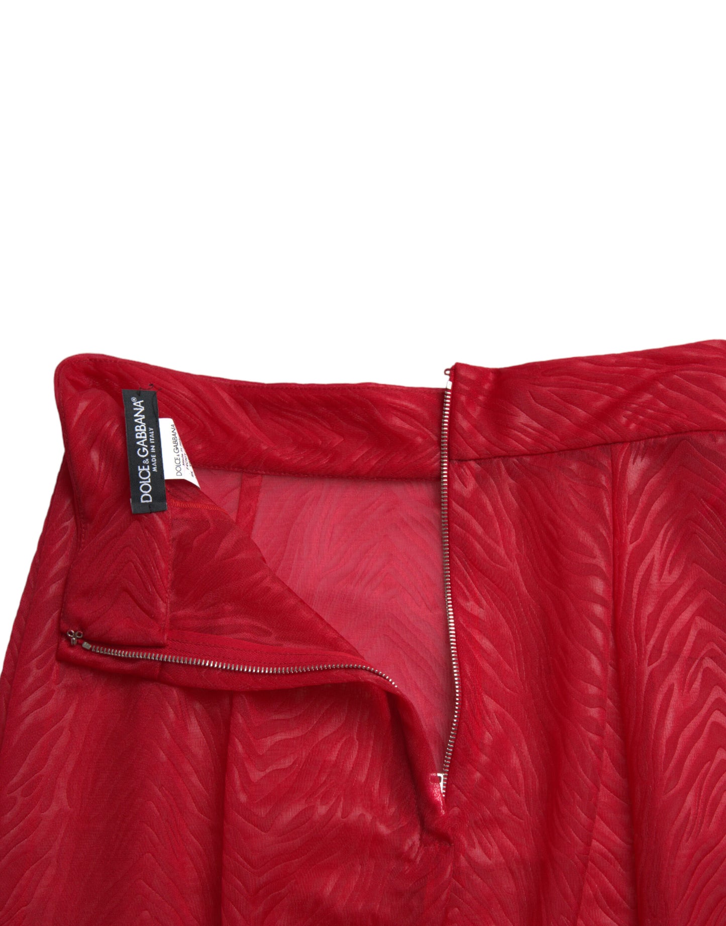 - Chic Red High Waist Sheer Midi Skirt