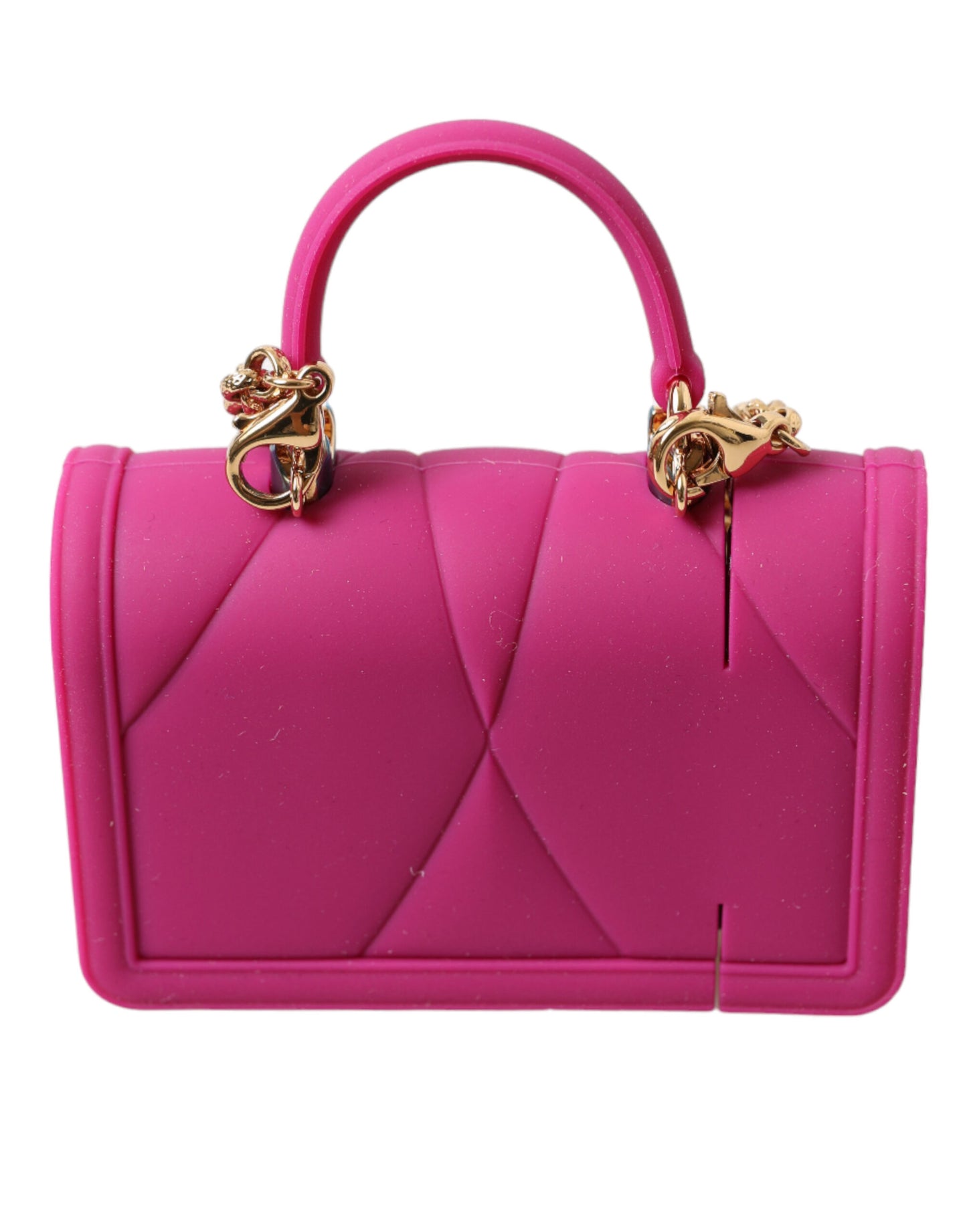 - Chic Quilted Silicone Airpods Case - Pink & Gold