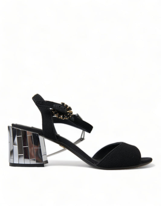 - Elegant Ankle Strap Sandals with Mirror Heels