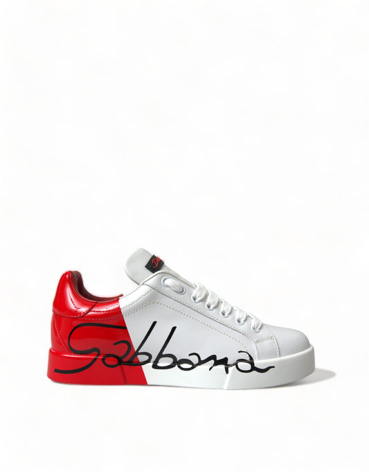 - Elegant White Leather Portofino Sneakers