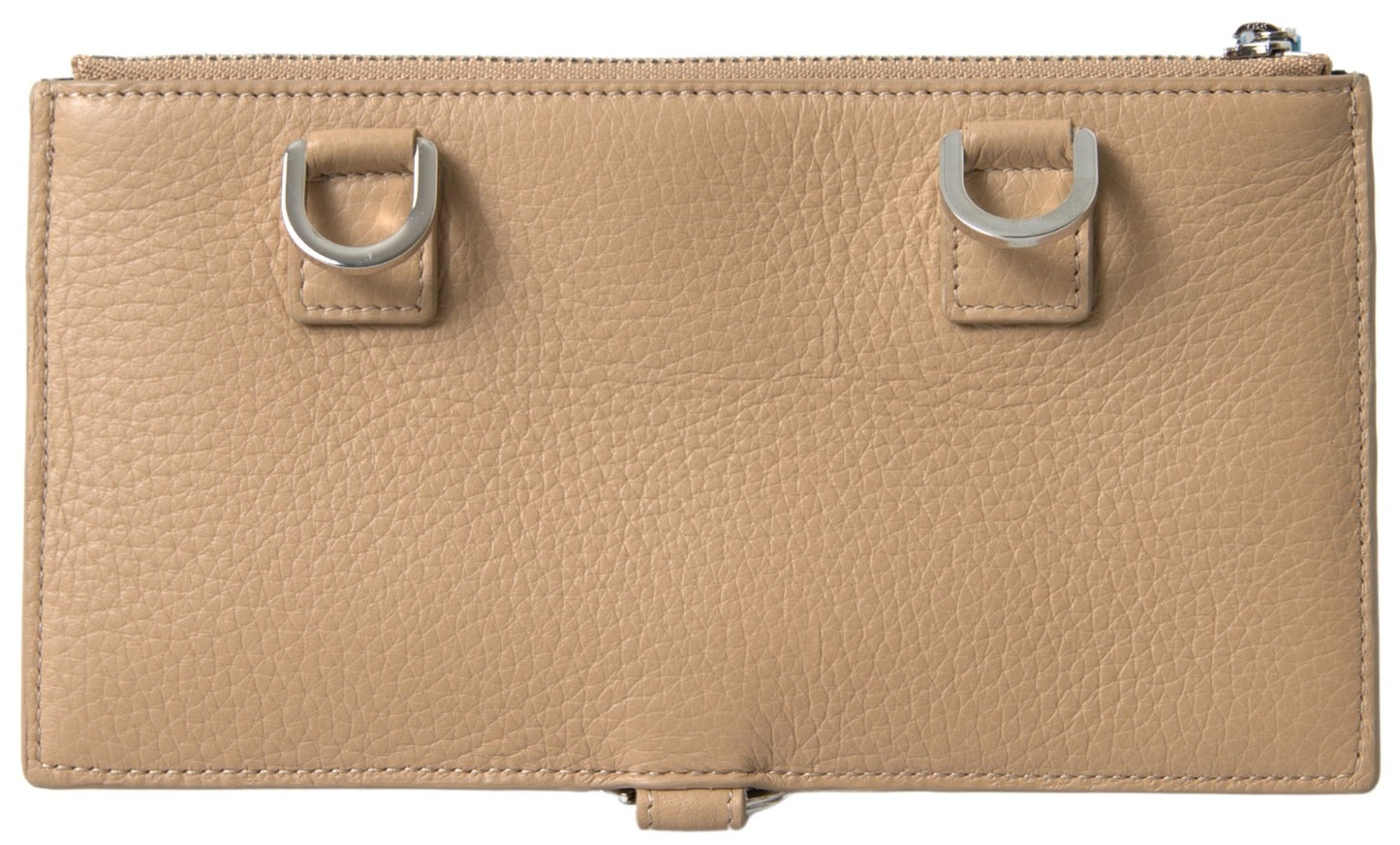 - Elegant Beige Leather Wallet with Detachable Strap