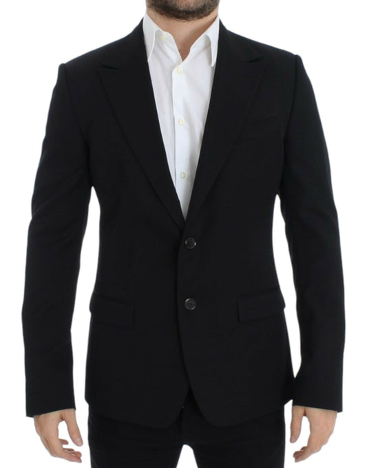 - Elegant Slim Fit Black Wool Blazer