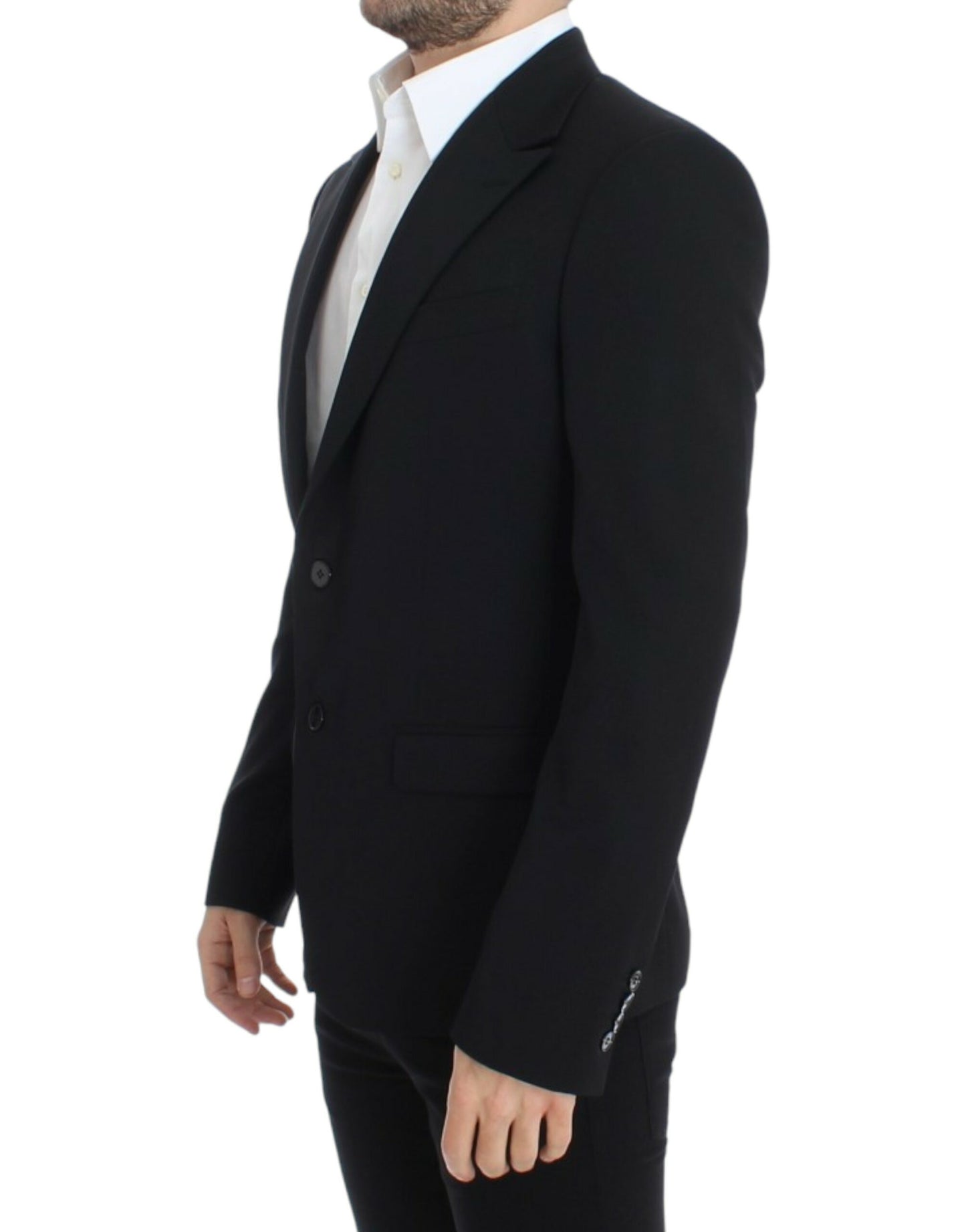 - Elegant Slim Fit Black Wool Blazer