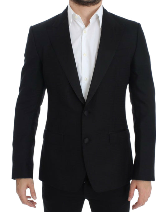 - Elegant Black Silk Blend Sicilia Blazer