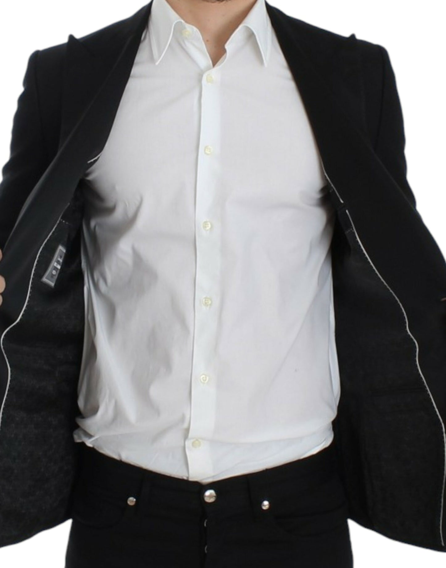 - Elegant Black Silk Blend Sicilia Blazer