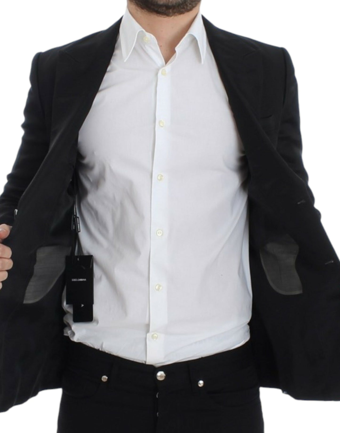 - Elegant Black Silk Blend Two-Button Blazer