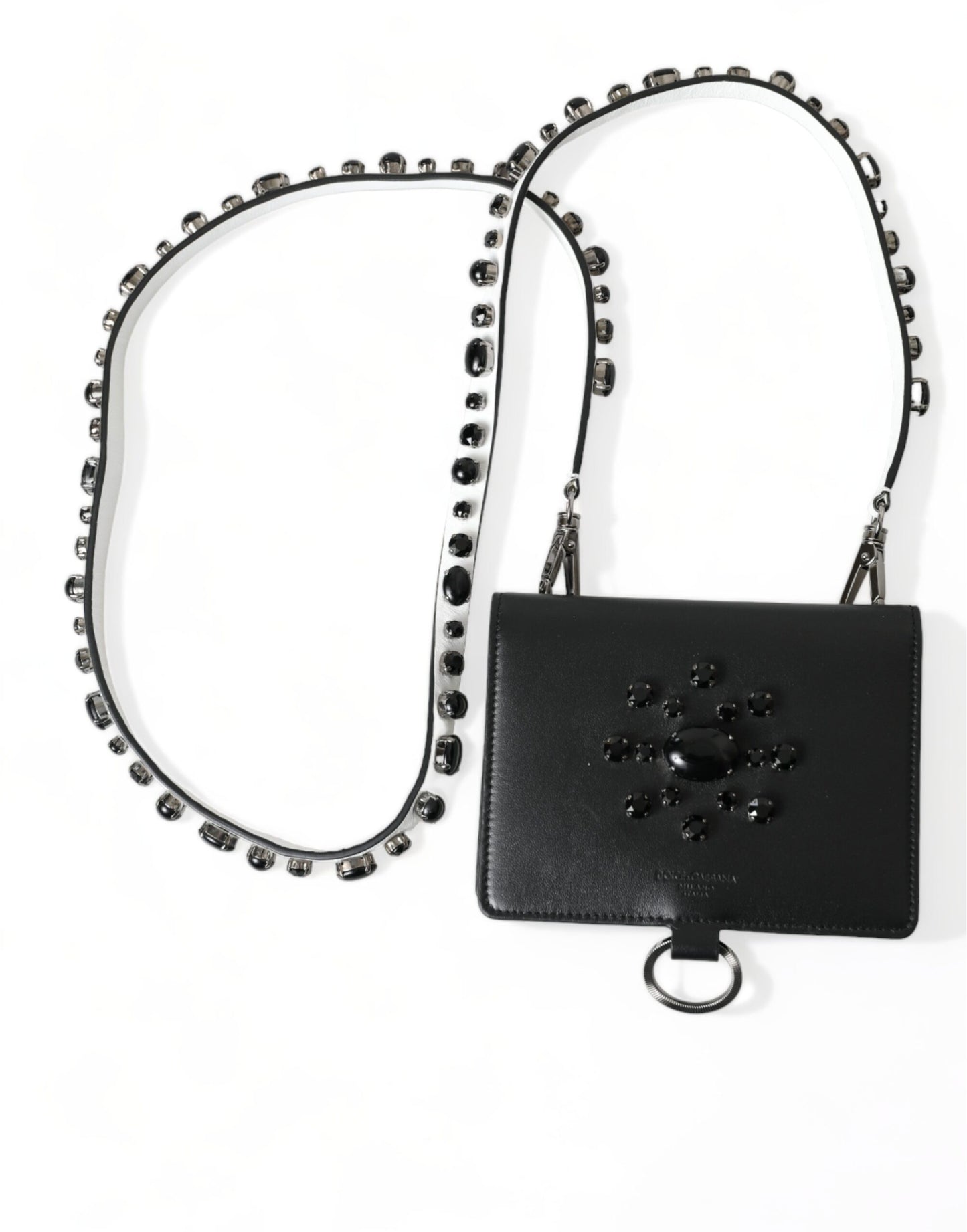 - Elegant Black Leather Crystal Card Holder Wallet