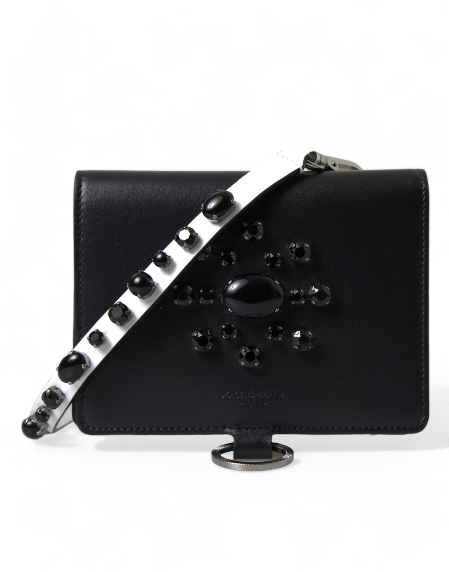 - Elegant Black Leather Crystal Card Holder Wallet