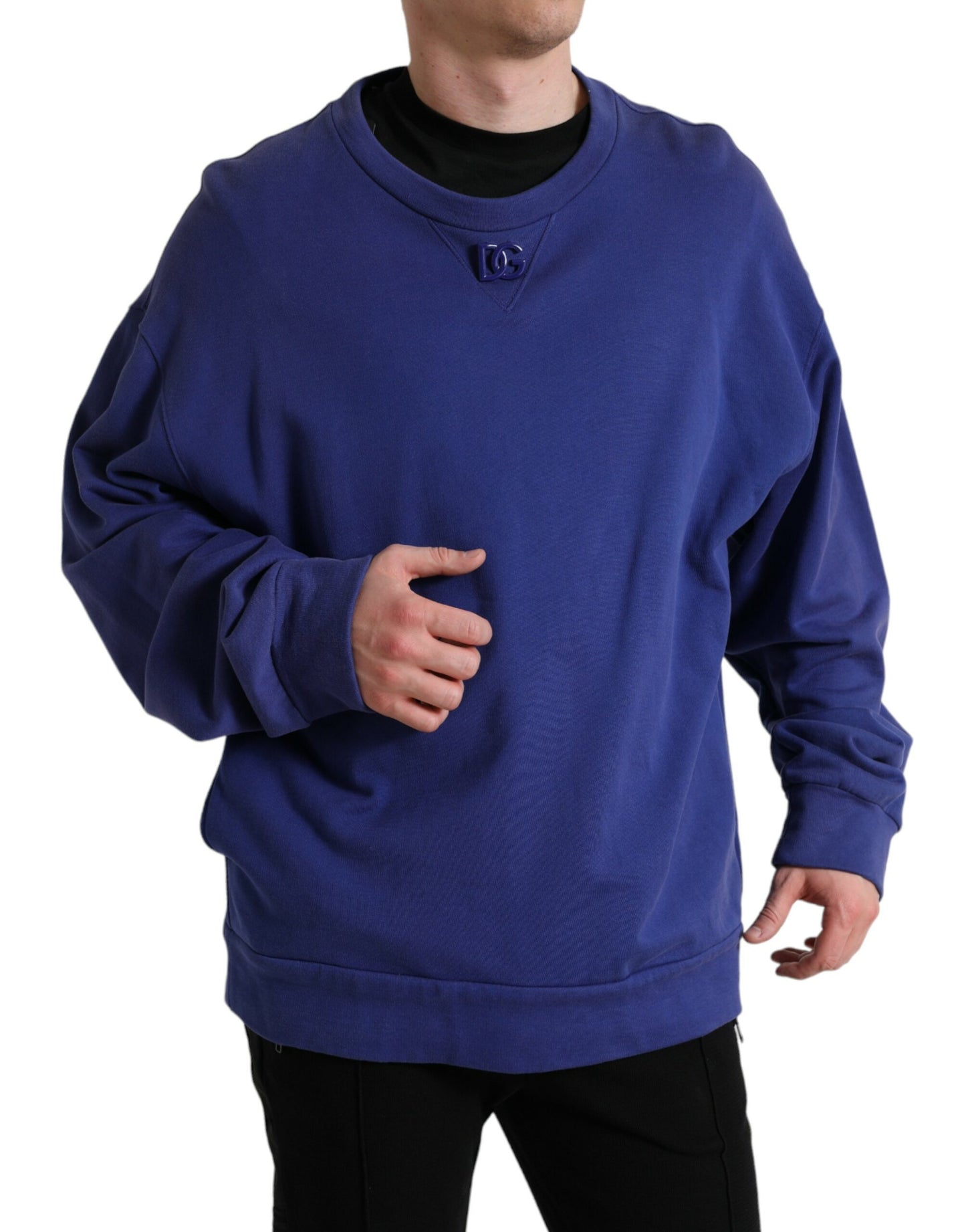 - Royal Blue Cotton Crewneck Sweater