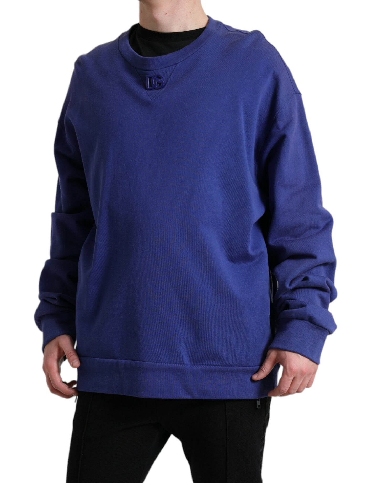 - Royal Blue Cotton Crewneck Sweater