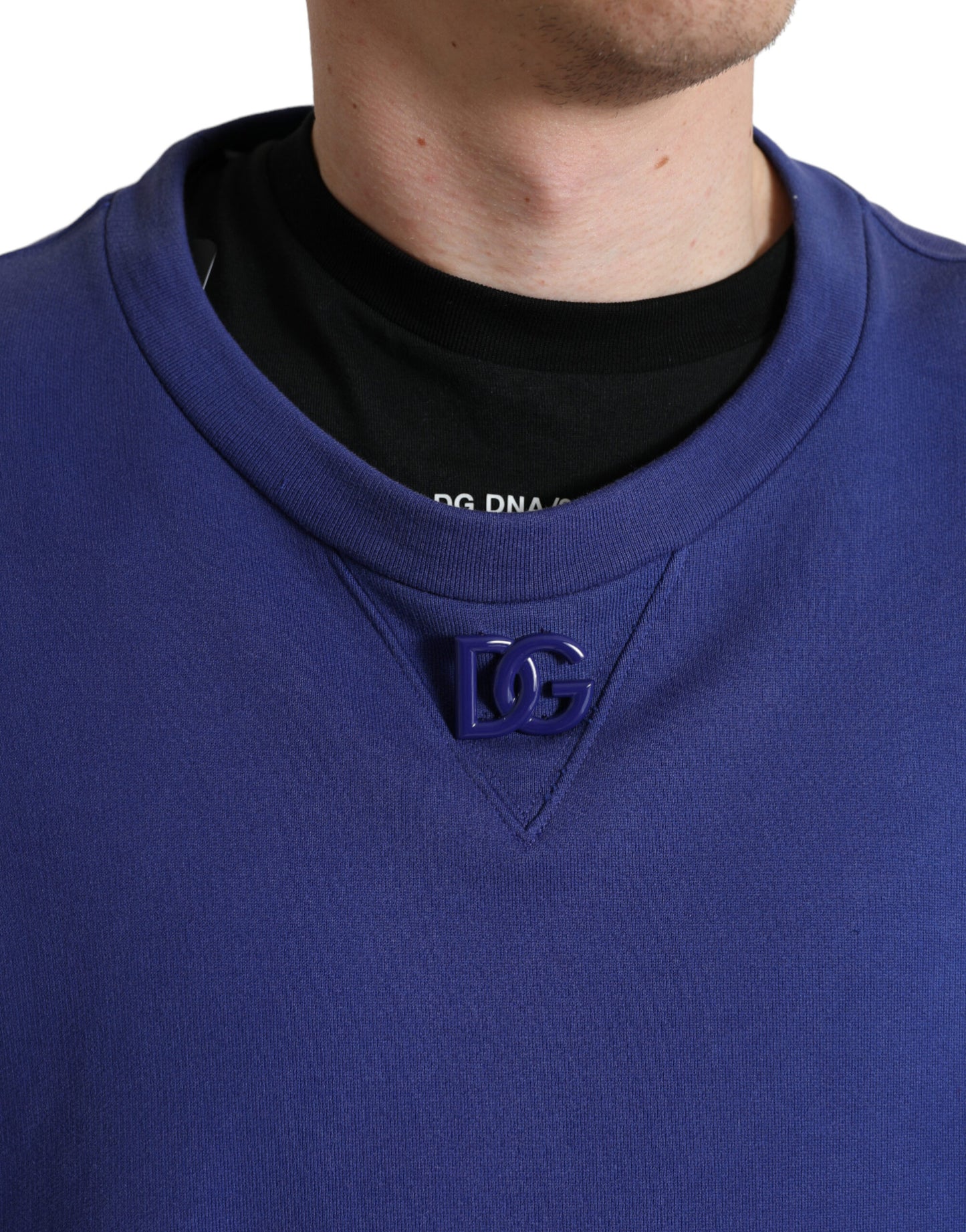 - Royal Blue Cotton Crewneck Sweater