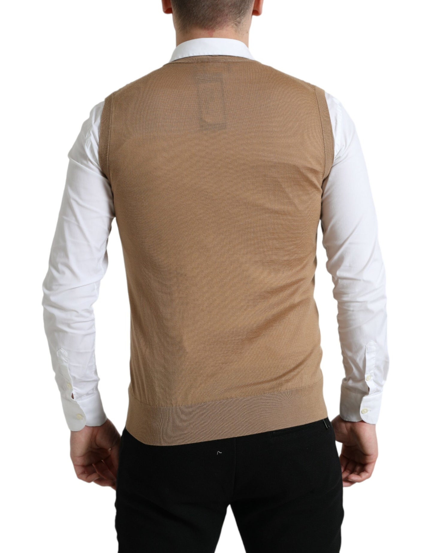 - Elegant Sleeveless V-Neck Wool Sweater