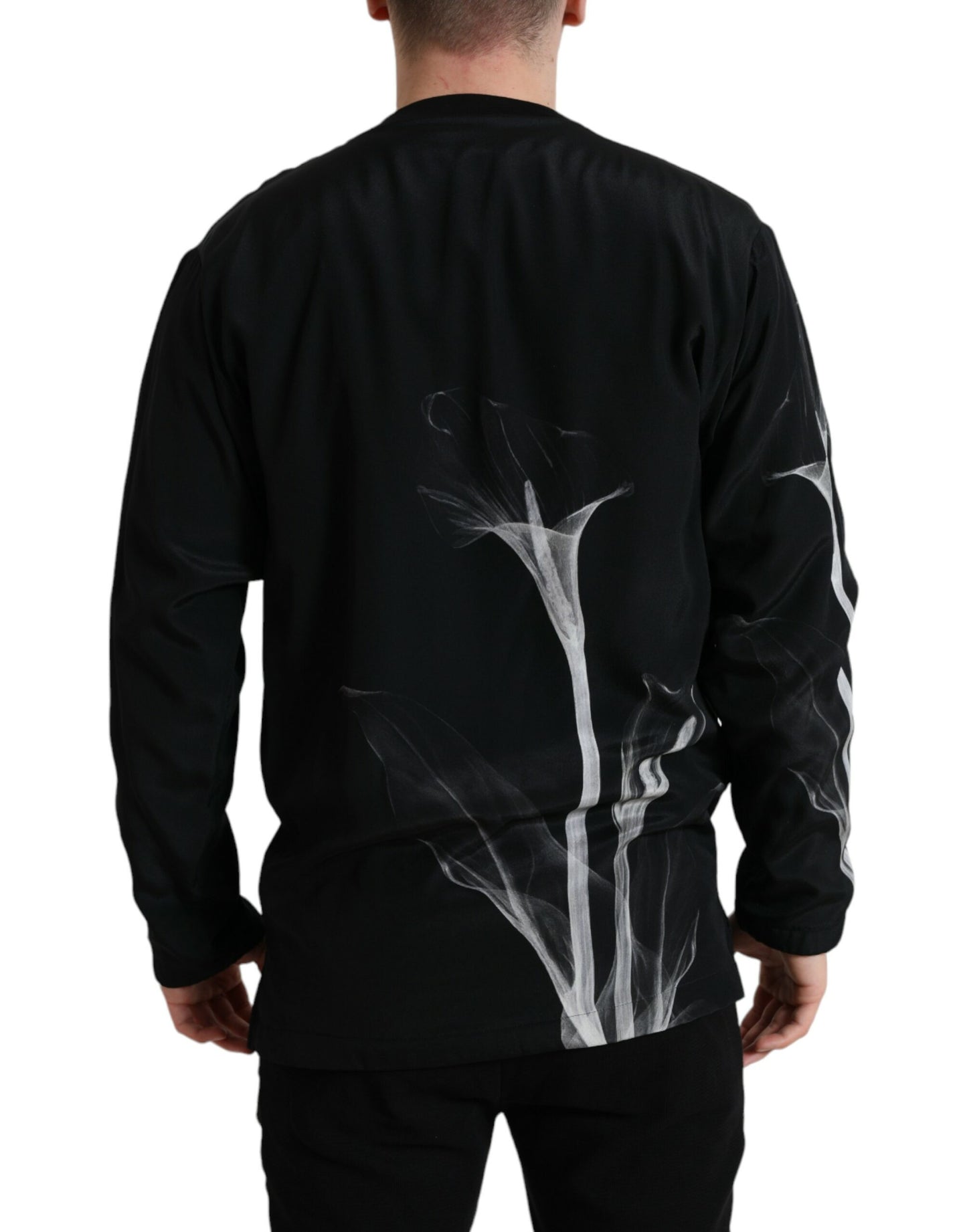 - Floral Silk Crew Neck Sweater