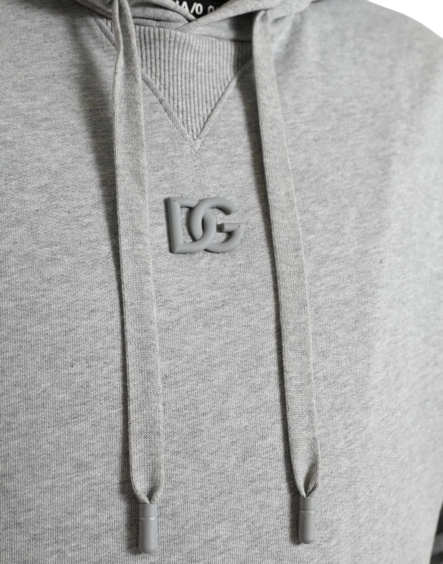 - Chic Gray Logo Hooded Cotton Sweater