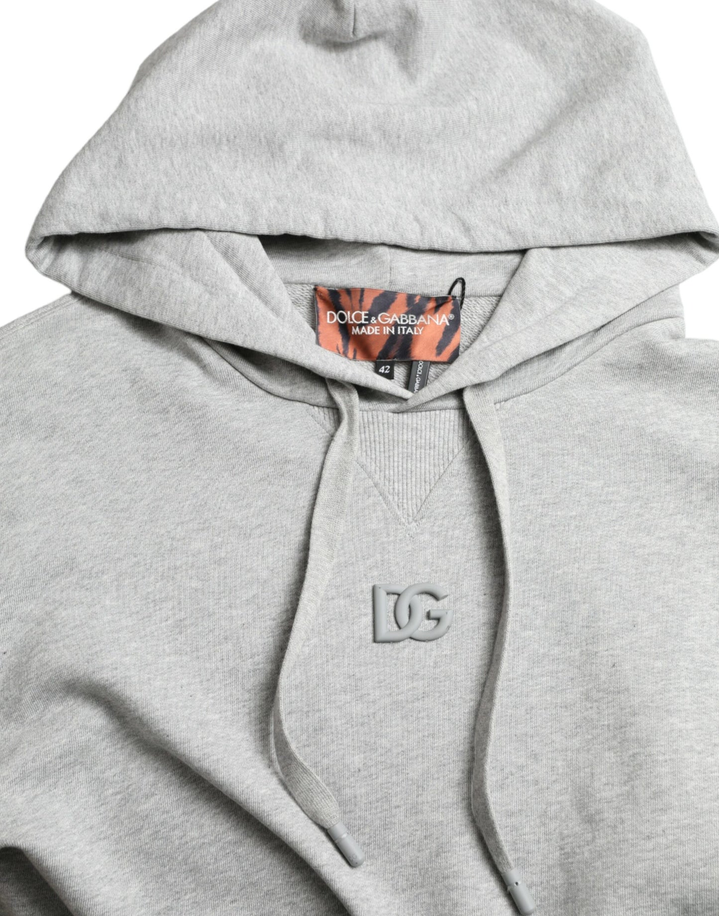 - Chic Gray Logo Hooded Cotton Sweater