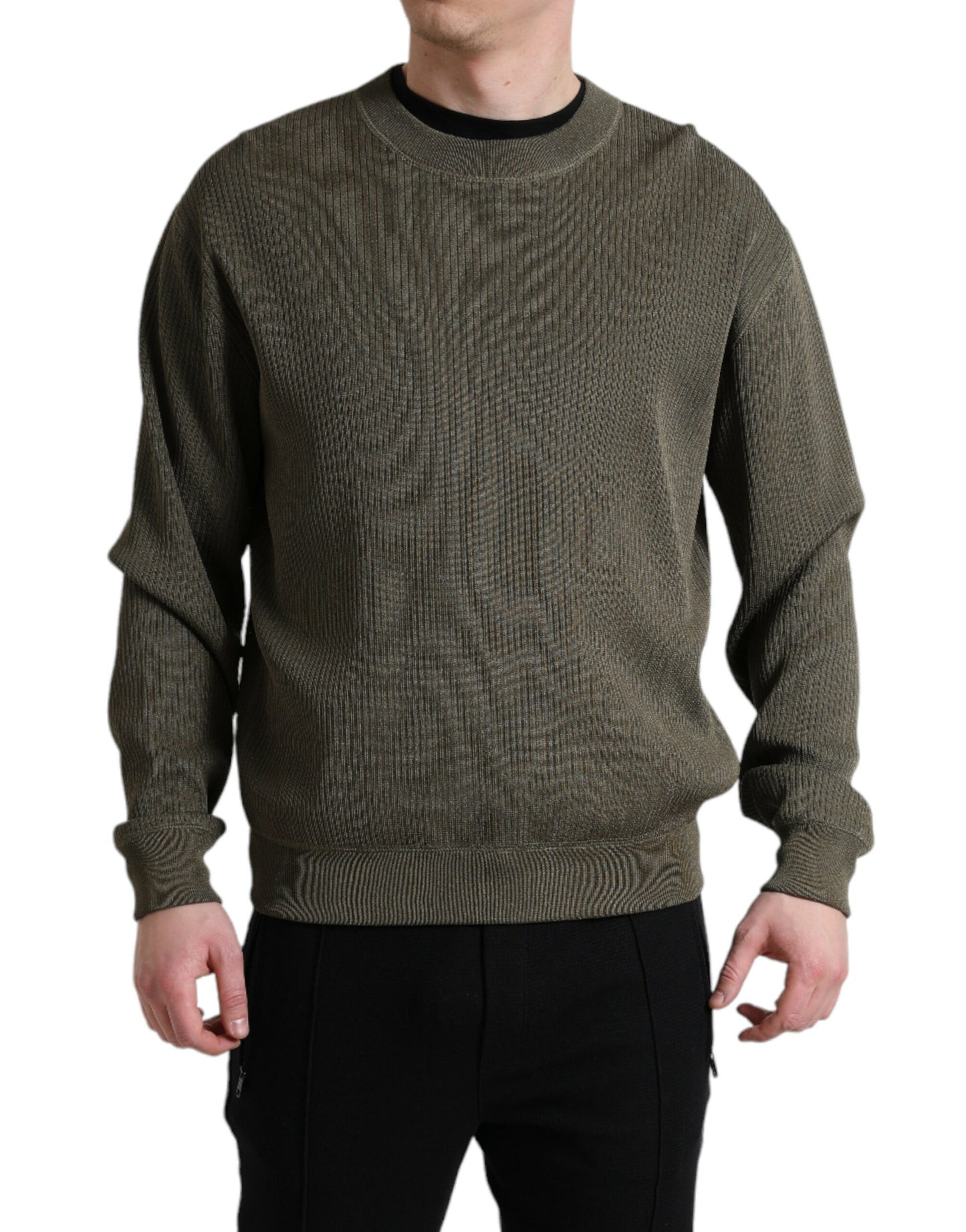 - Elegant Green Crew Neck Sweater