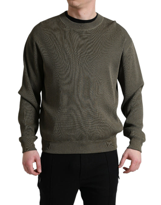 - Elegant Green Crew Neck Sweater