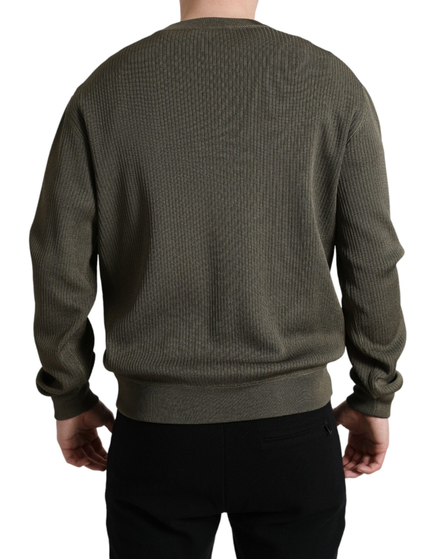 - Elegant Green Crew Neck Sweater