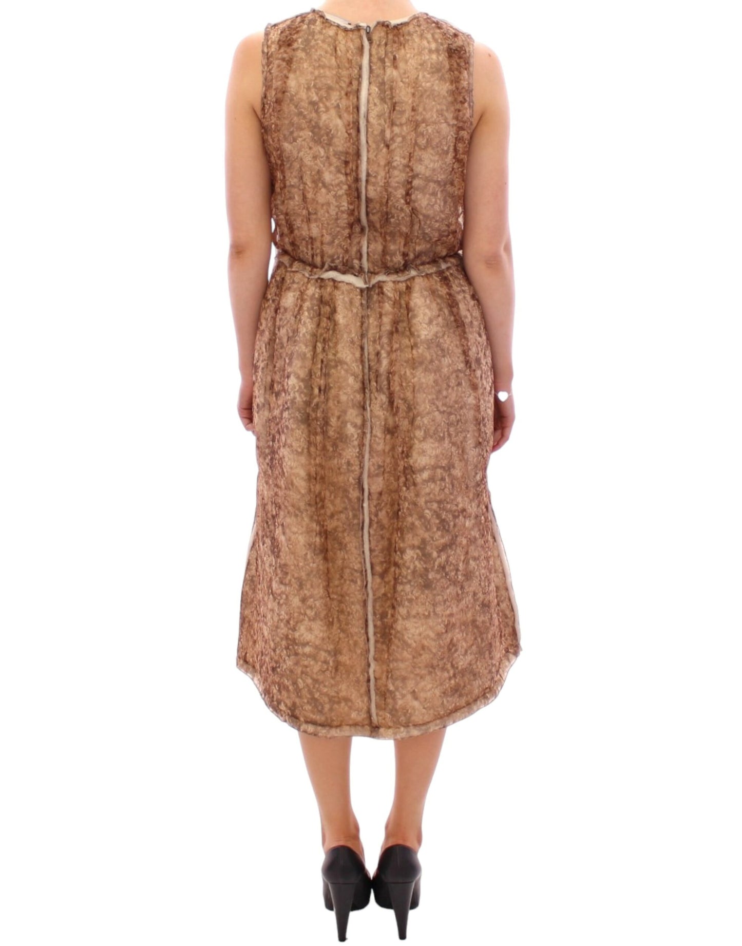 - Elegant Silk Sleeveless Knee-Length Dress