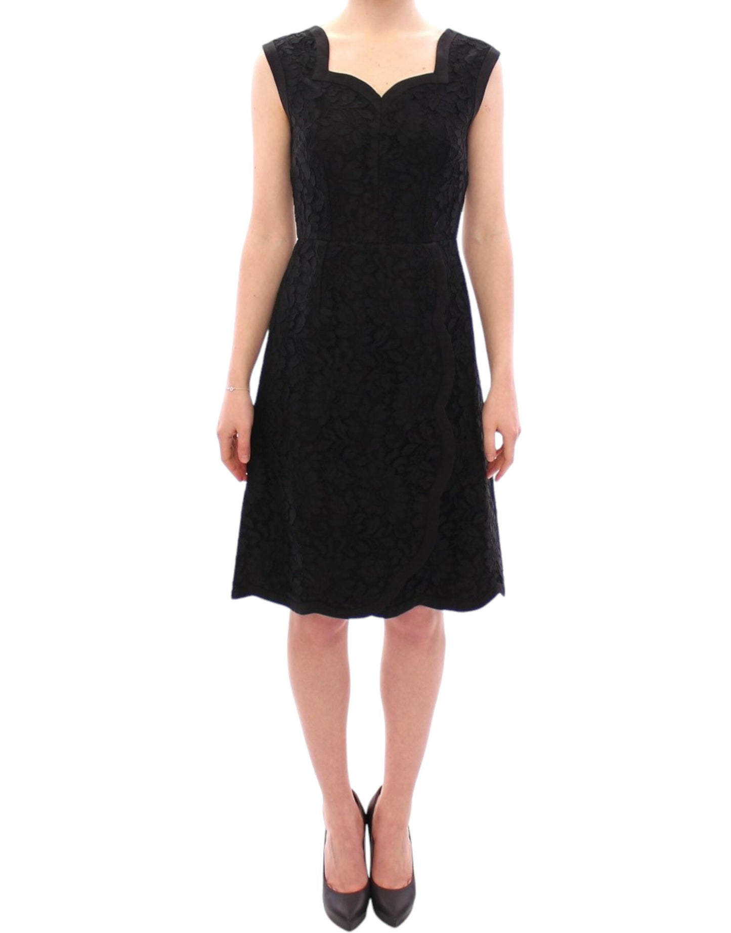 - Elegant Black Floral Lace Dress