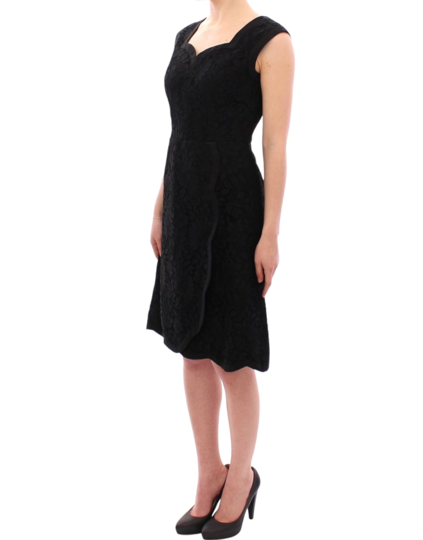 - Elegant Black Floral Lace Dress