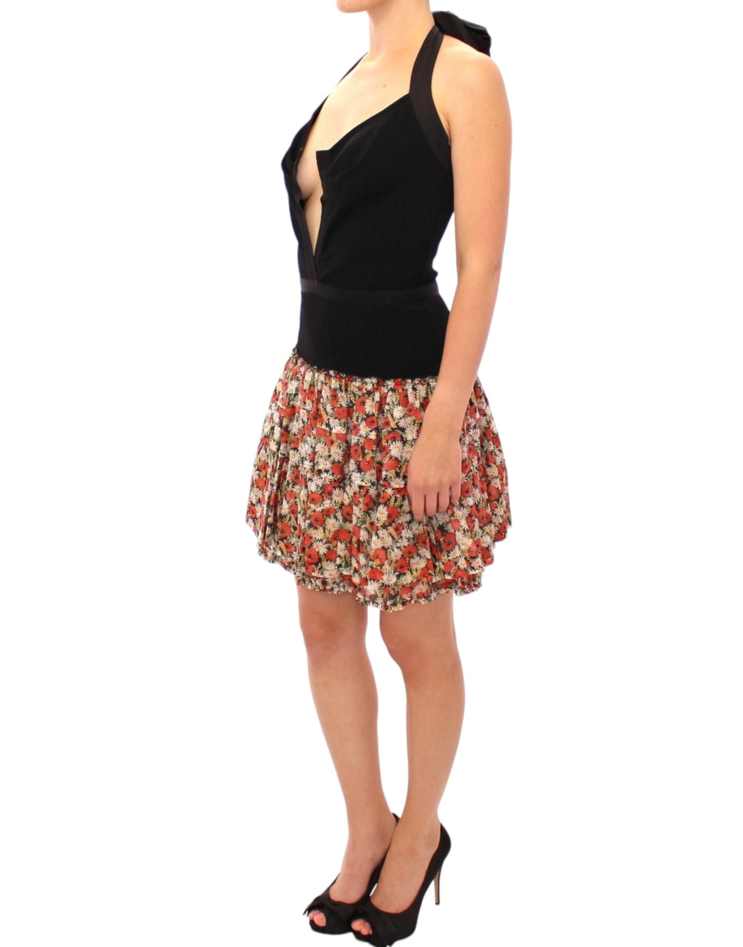 - Elegant Floral Halterneck Bubble Dress