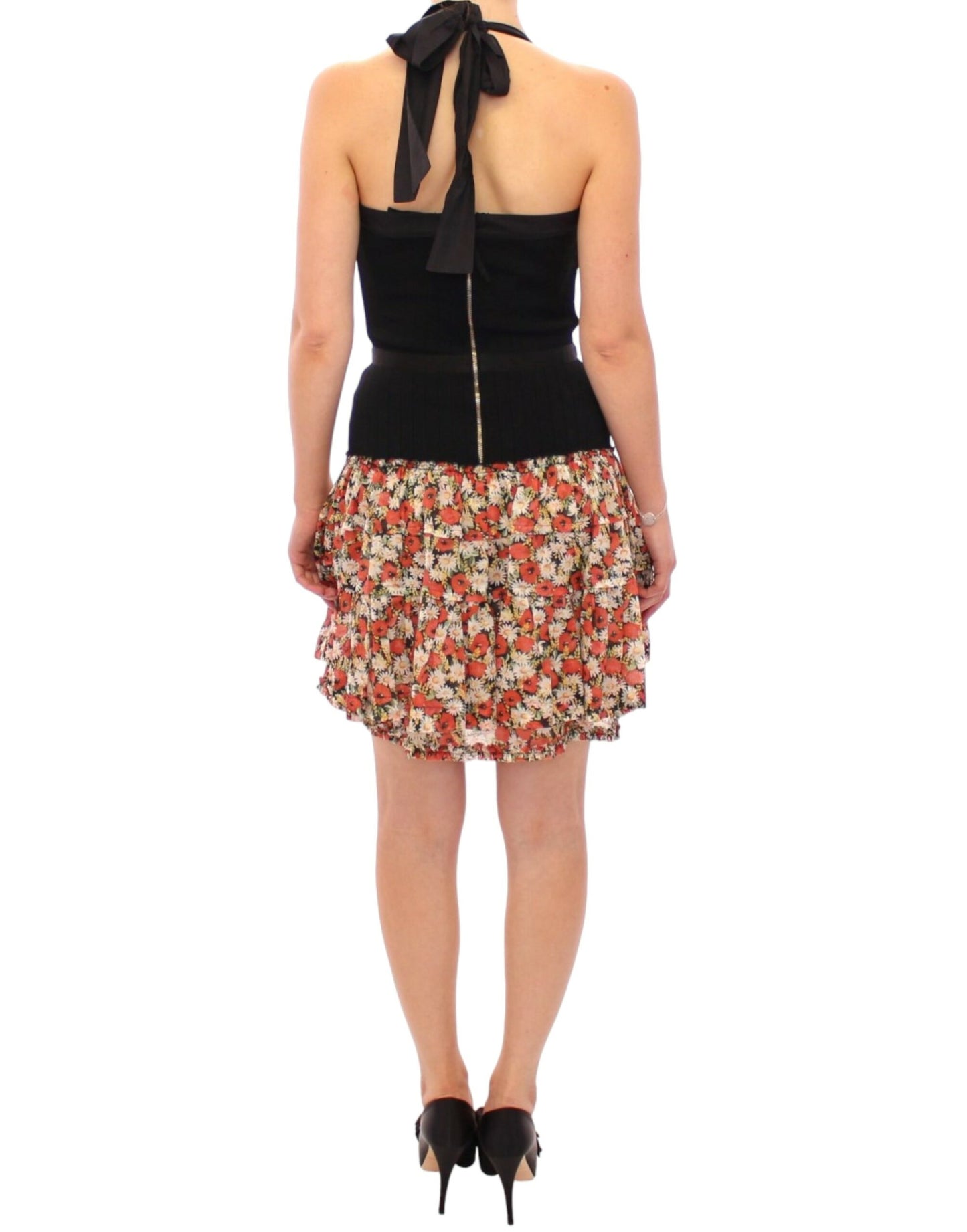 - Elegant Floral Halterneck Bubble Dress