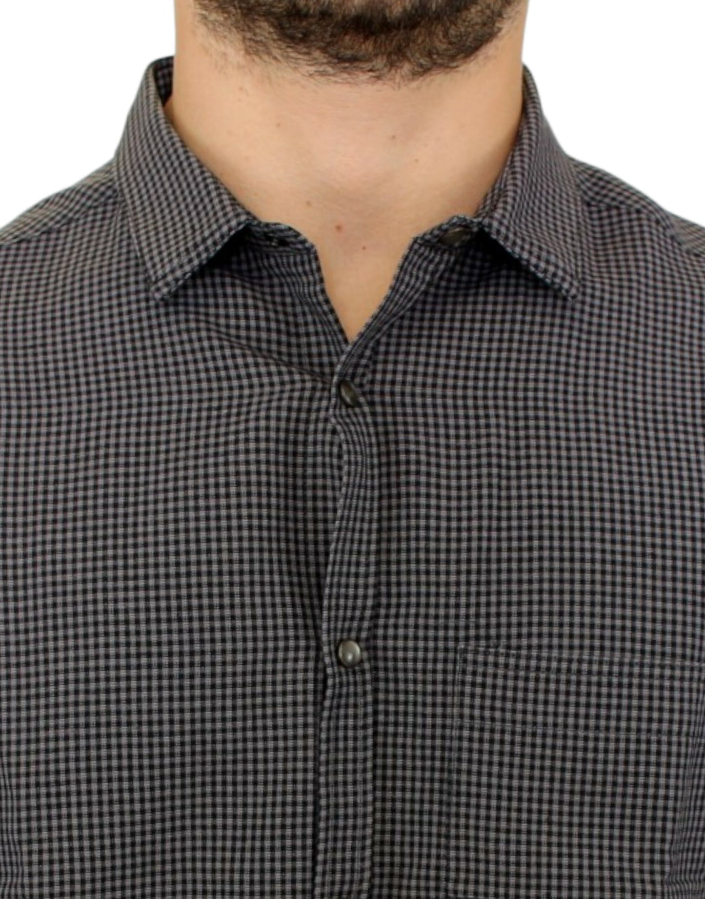 - Chic Gray Checked Casual Linen Blend Shirt