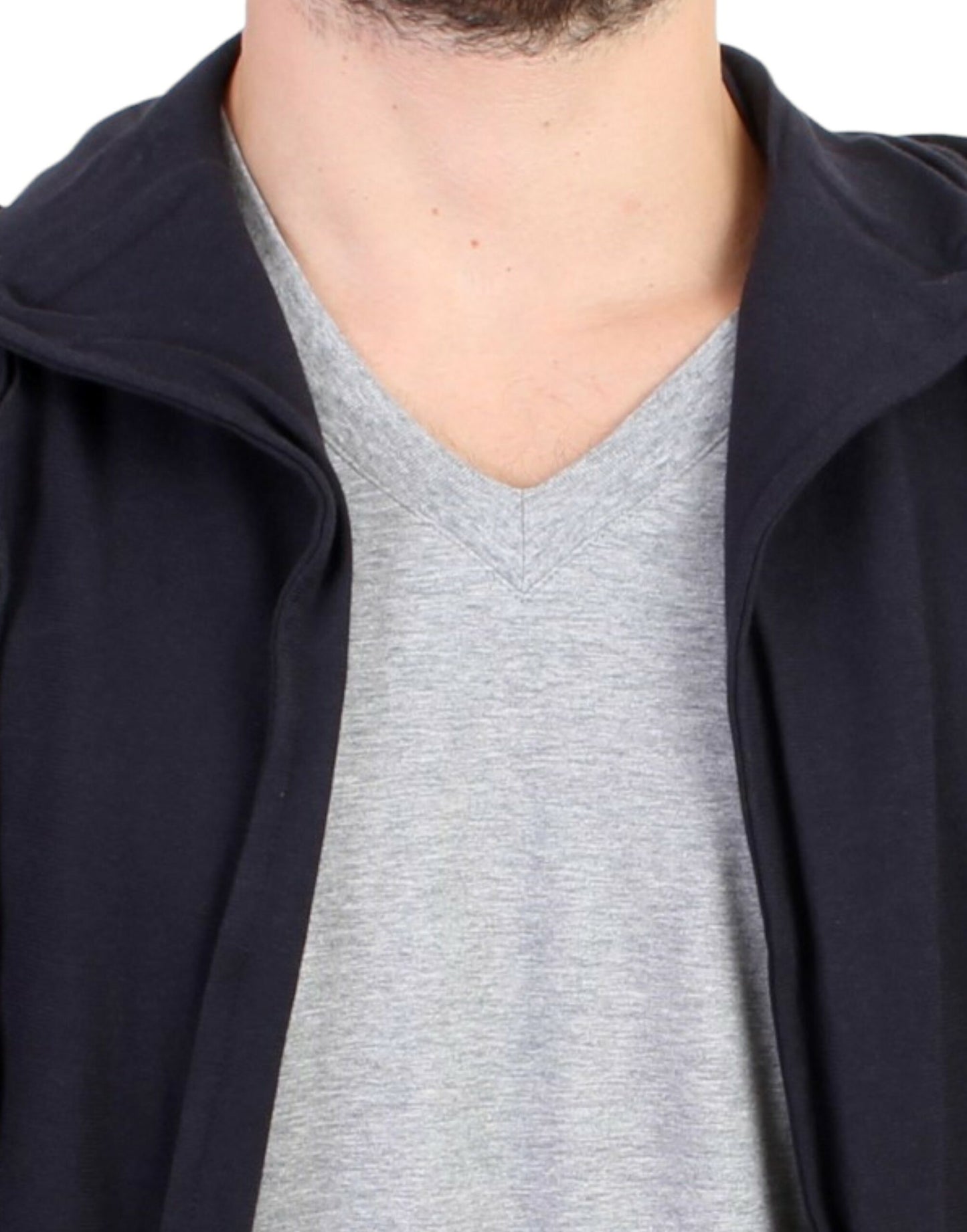 - Elegant Blue Hooded Cotton Sweater
