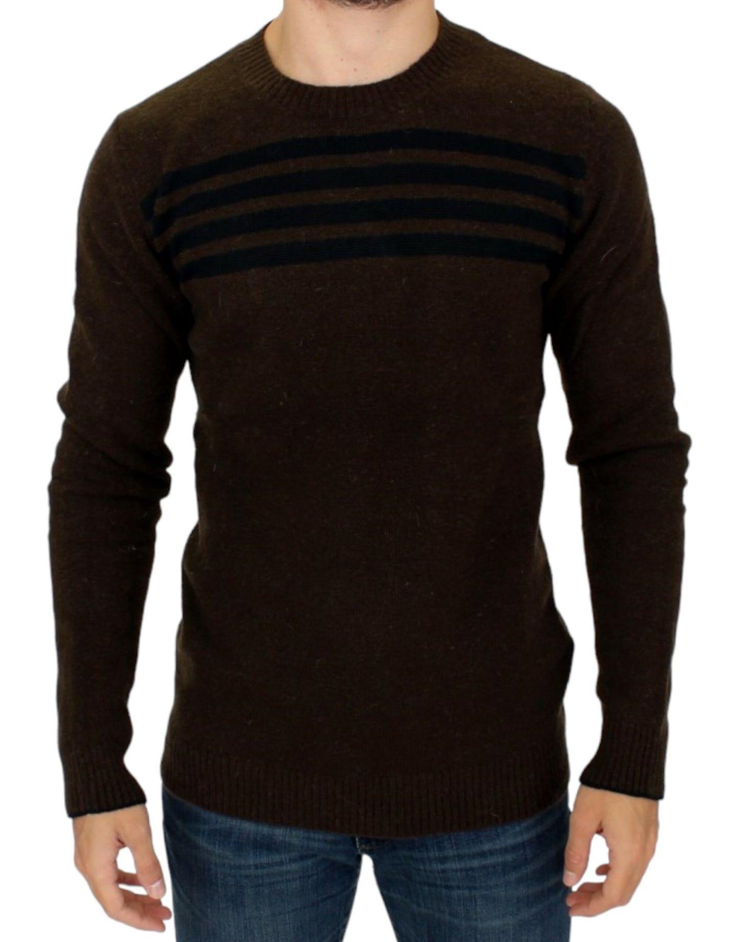 - Elegant Crewneck Striped Sweater Pullover