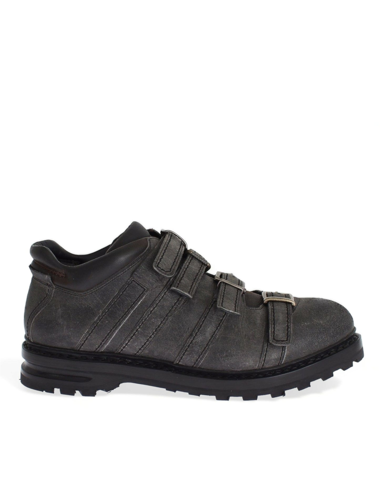 - Elegant Gray Leather Ankle Boots