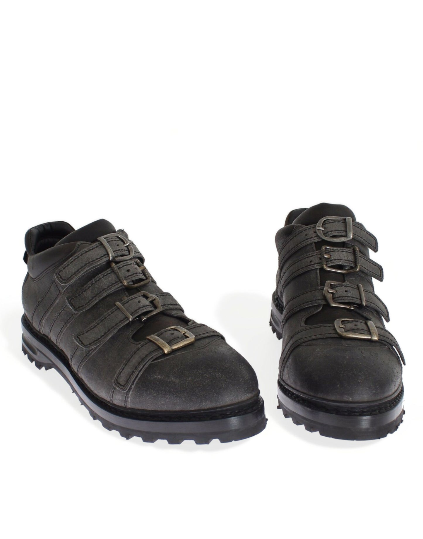 - Elegant Gray Leather Ankle Boots