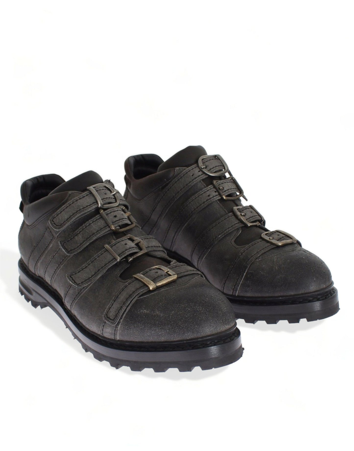 - Elegant Gray Leather Ankle Boots