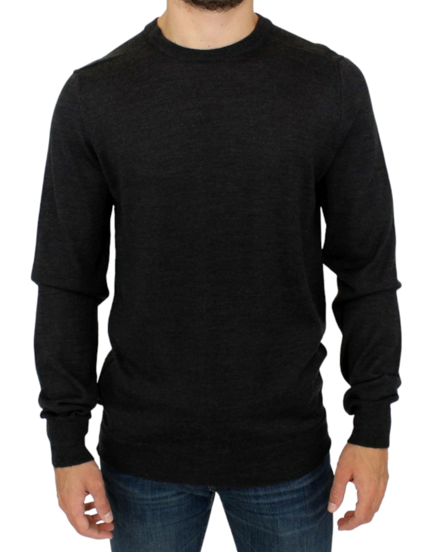 - Elegant Gray Crewneck Sweater Pullover