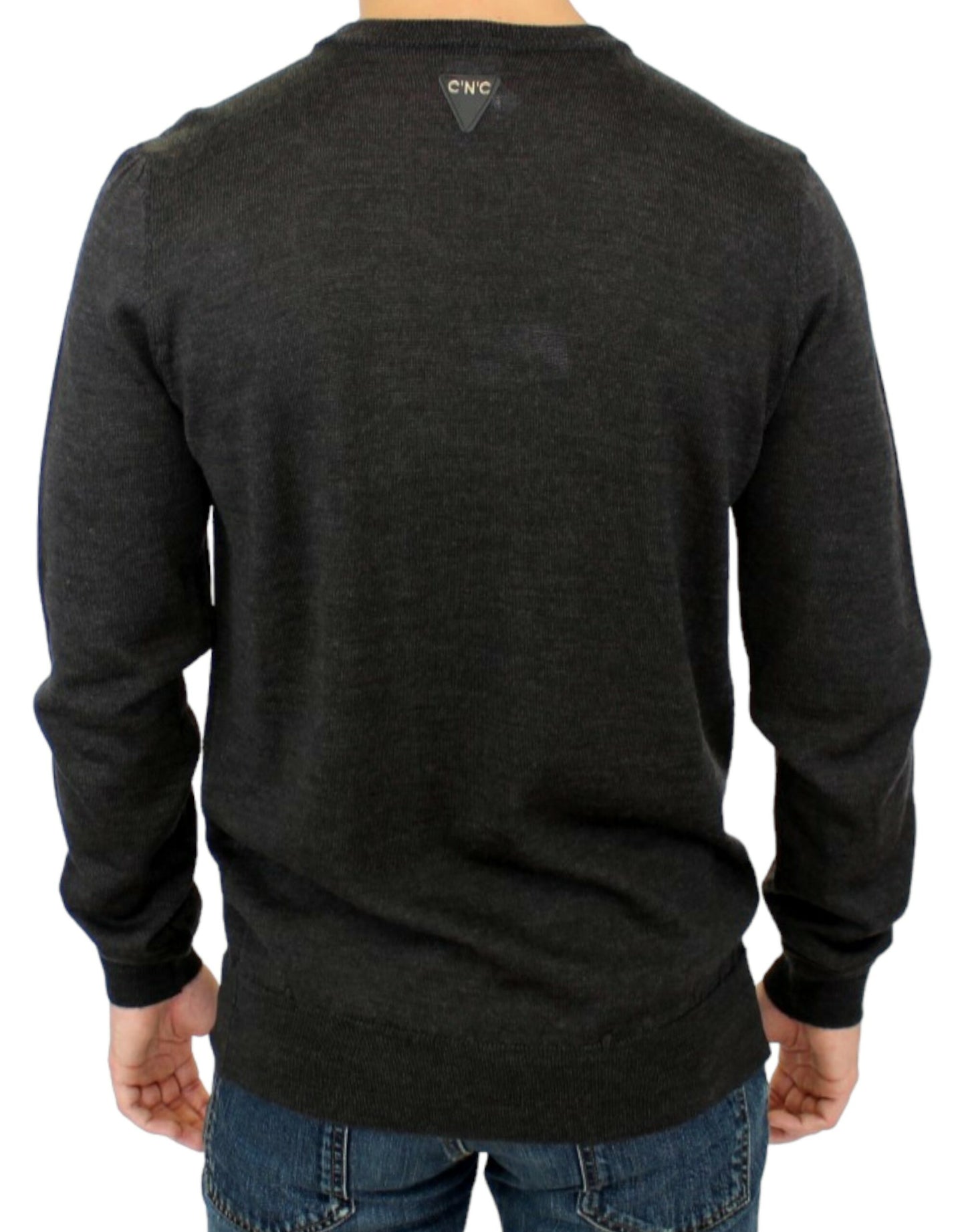 - Elegant Gray Crewneck Sweater Pullover