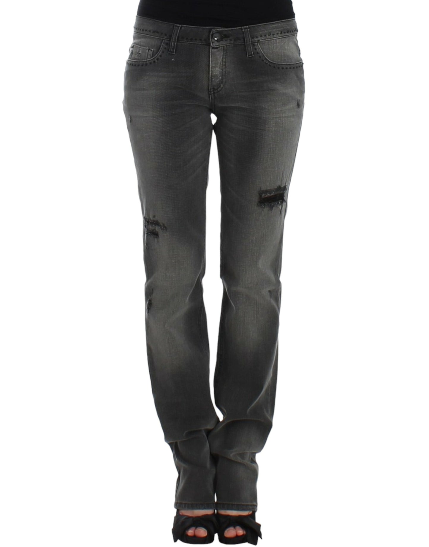 - Chic Gray Straight Leg Denim Delight