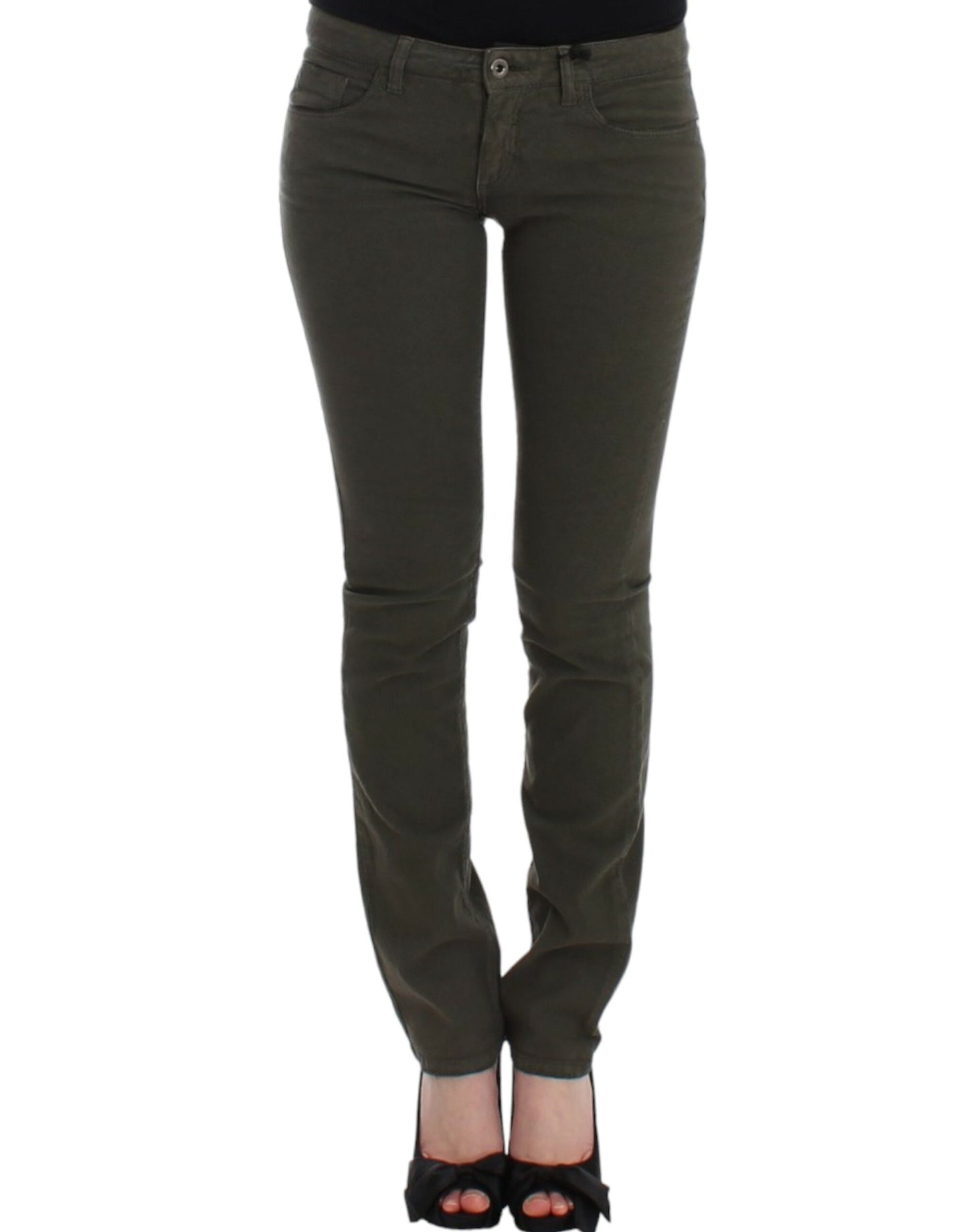 - Chic Green Slim Leg Designer Jeans