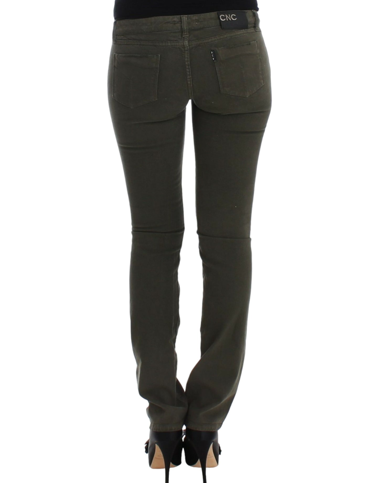 - Chic Green Slim Leg Designer Jeans