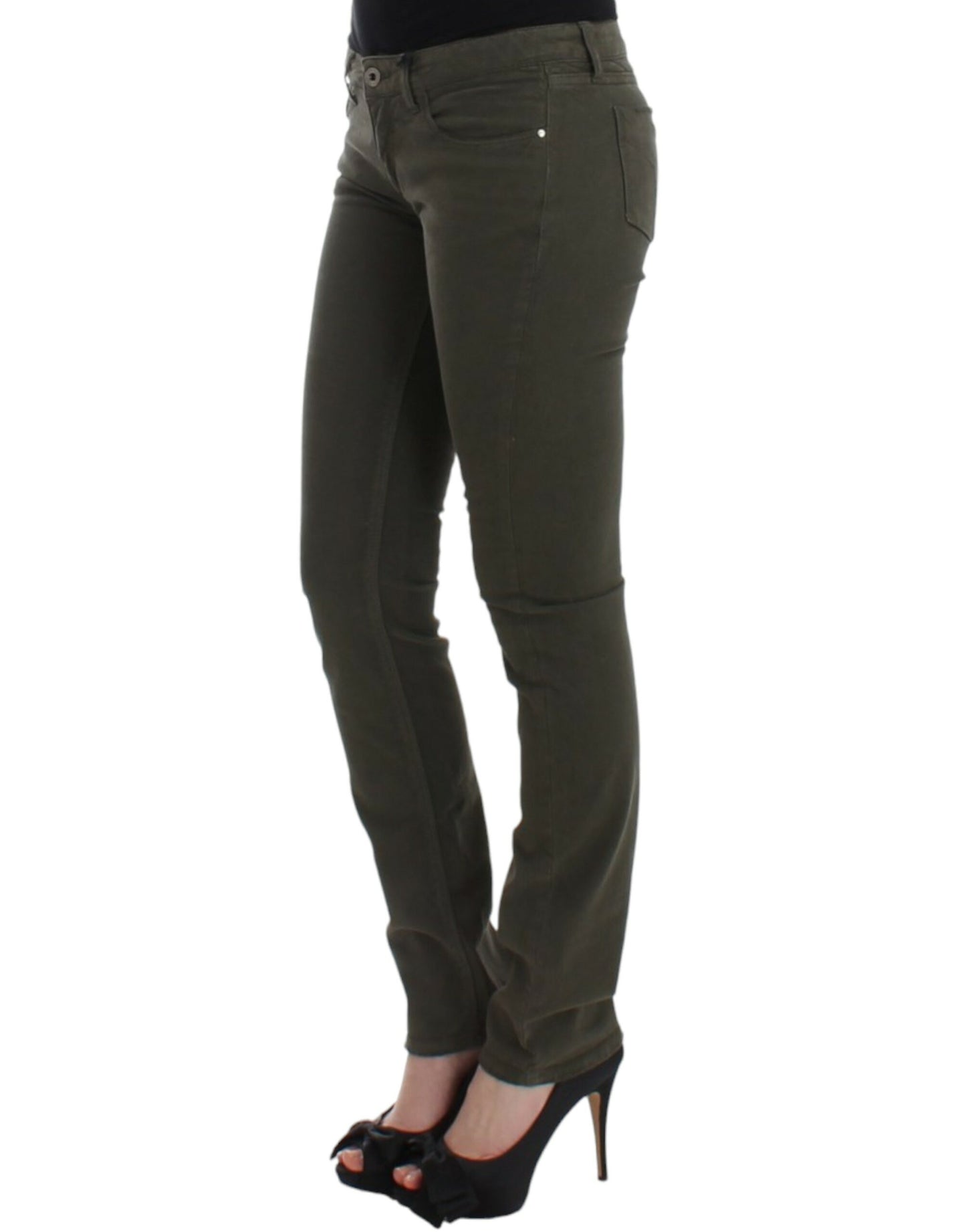 - Chic Green Slim Leg Designer Jeans