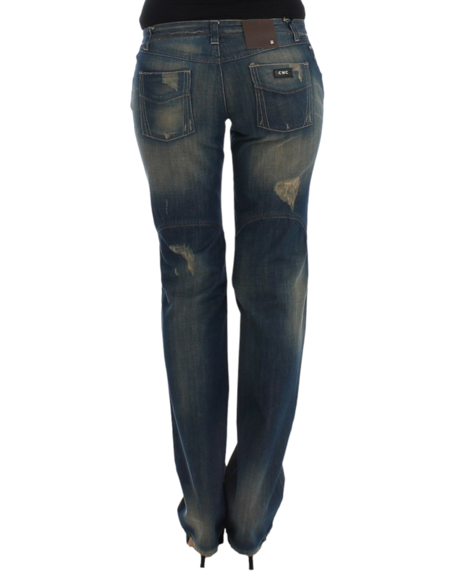 - Chic Straight Leg Blue Denim Jeans