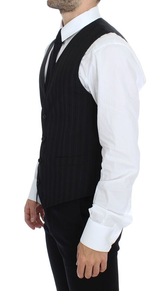 - Elegant Striped Wool Dress Vest