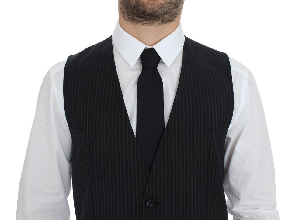 - Elegant Gray Striped Dress Vest