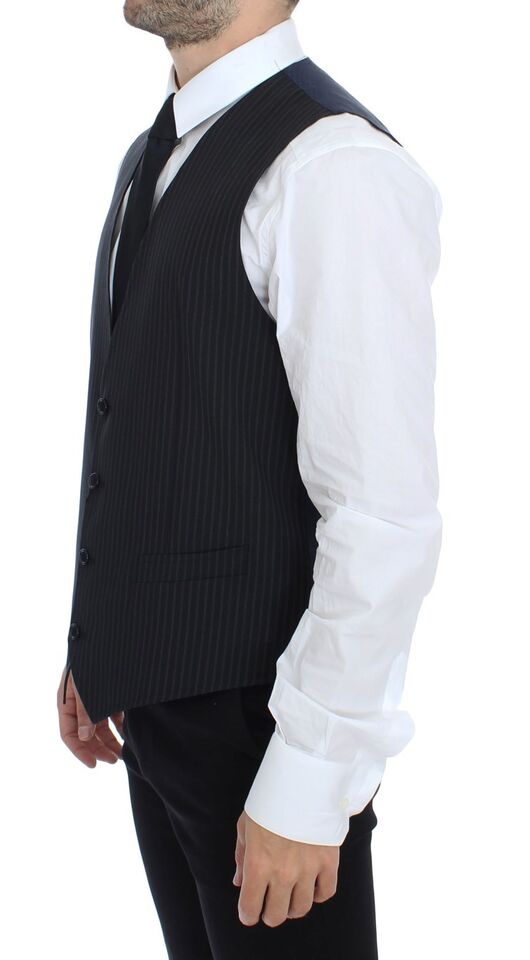 - Elegant Gray Striped Dress Vest